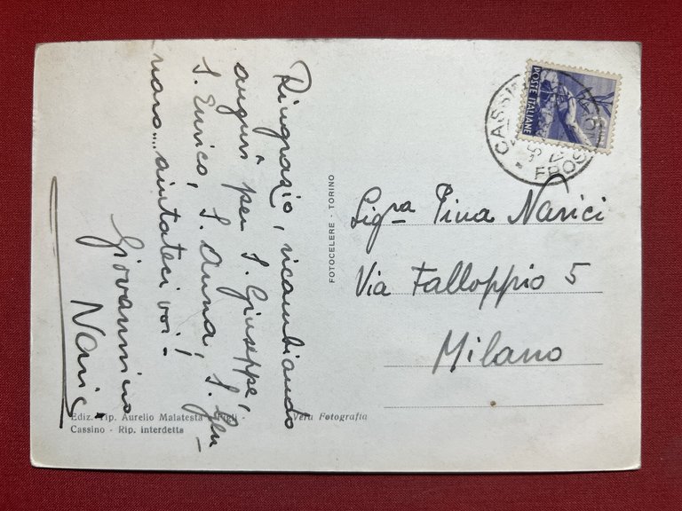 Cartolina - Cassino - Rocca Janula e Montecassino - 1959