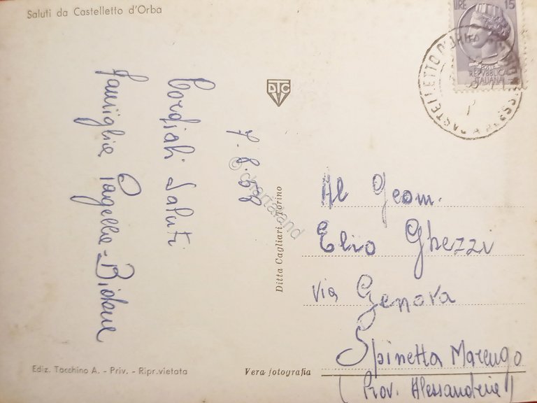 Cartolina - Castelletto d'Orba - Albergo Alfieri - Giardino - …