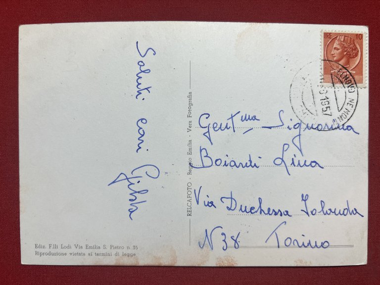 Cartolina - Castelnovo Ne' Monti - Piazza Martiri - 1957