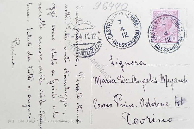 Cartolina - Castelnuovo Scrivia - Piazza Vittorio Emanuele - 1912