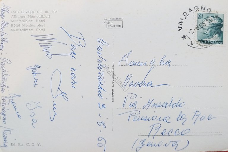 Cartolina - Castelvecchio - Albergo Monte Albieri (Vicenza) - 1966