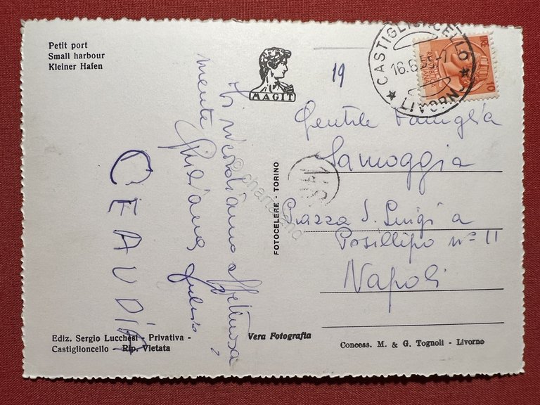 Cartolina - Castiglioncello ( Livorno ) - Porticciolo - 1957