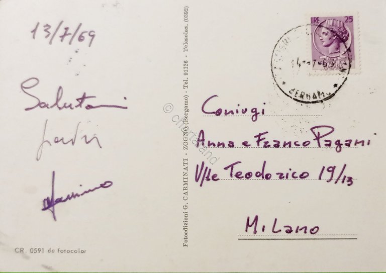 Cartolina - Castione della Presolana - Vedute diverse - 1969