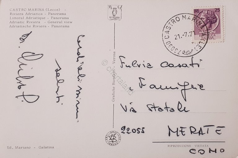 Cartolina - Castro Marina ( Lecce ) - Riviera Adriatica …