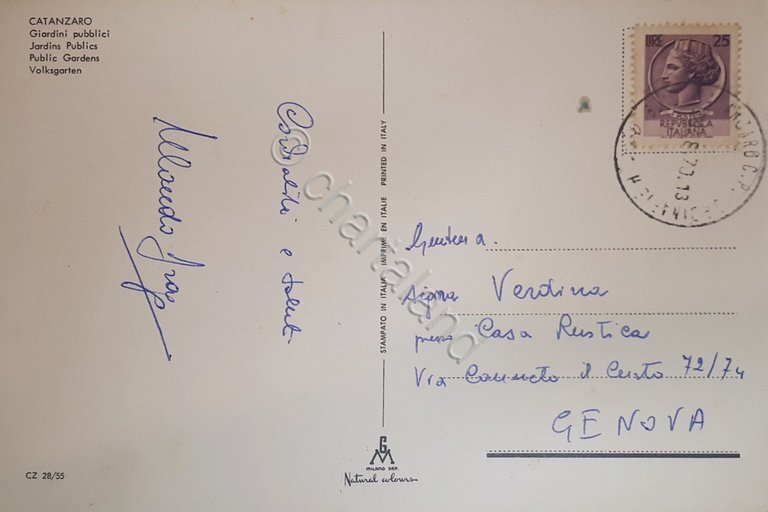 Cartolina - Catanzaro - Giardini Pubblici - 1970