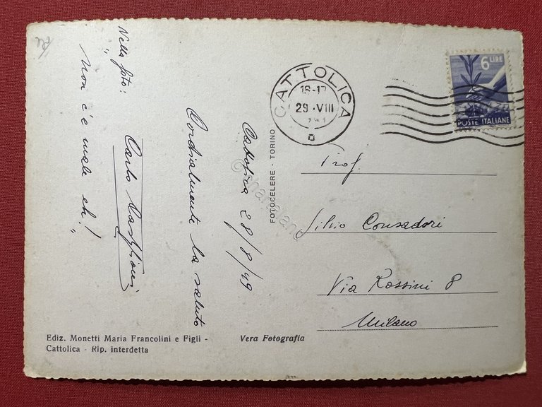 Cartolina - Cattolica - Tramonto - 1949 | Immagine Gallery 2