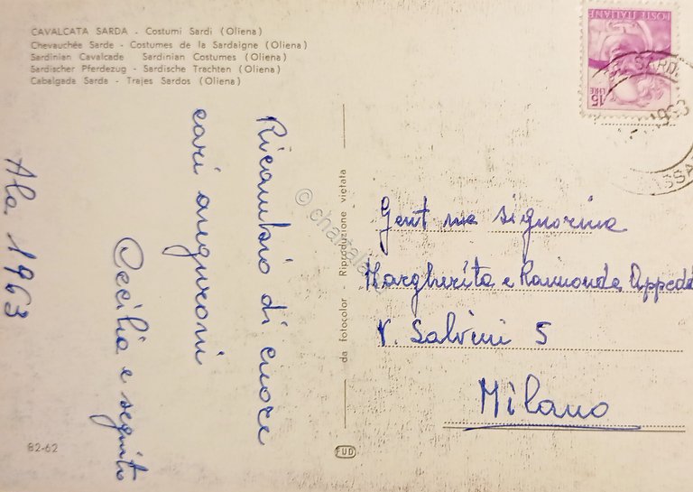 Cartolina - Cavalcata Sarda - Costumi Sardi ( Oliena ) …