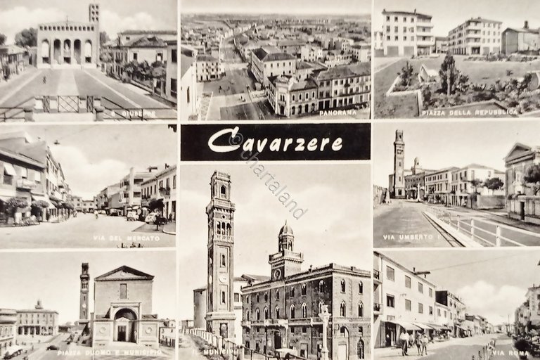 Cartolina - Cavarzere (Venezia) - Vedute diverse - 1955 ca.