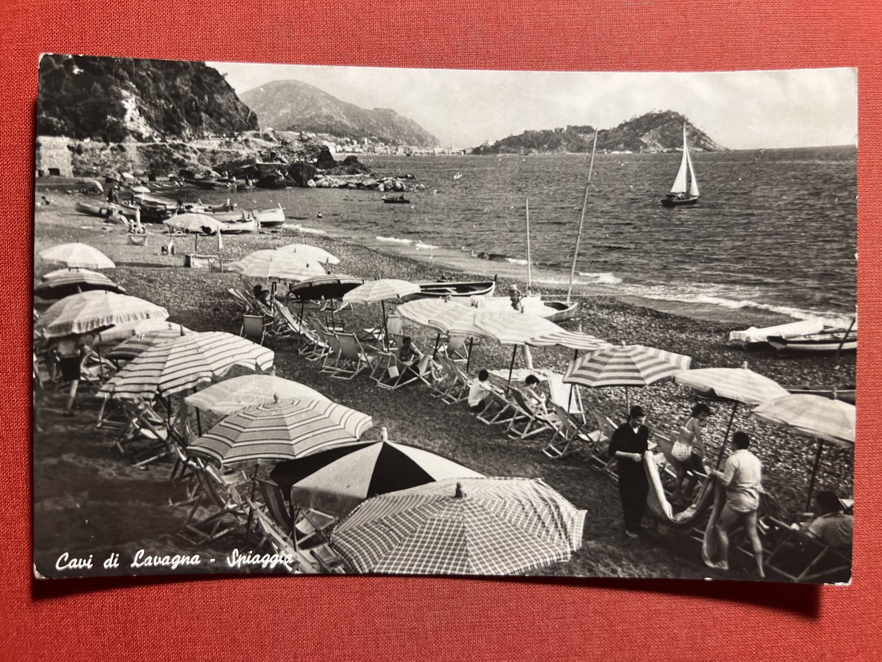 Cartolina - Cavi di Lavagna - Spiaggia - 1955