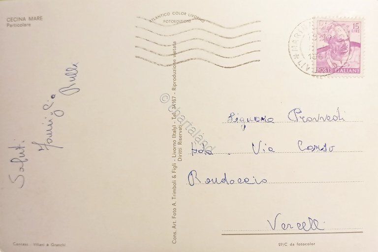Cartolina - Cecina Mare - Particolare - 1964
