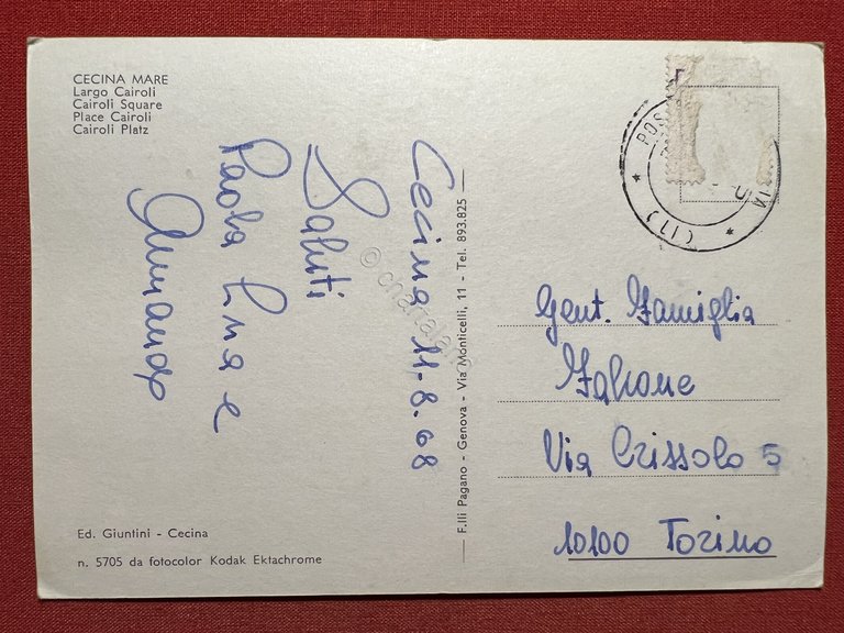 Cartolina - Cecina Mare ( Livorno ) - Largo Cairoli …