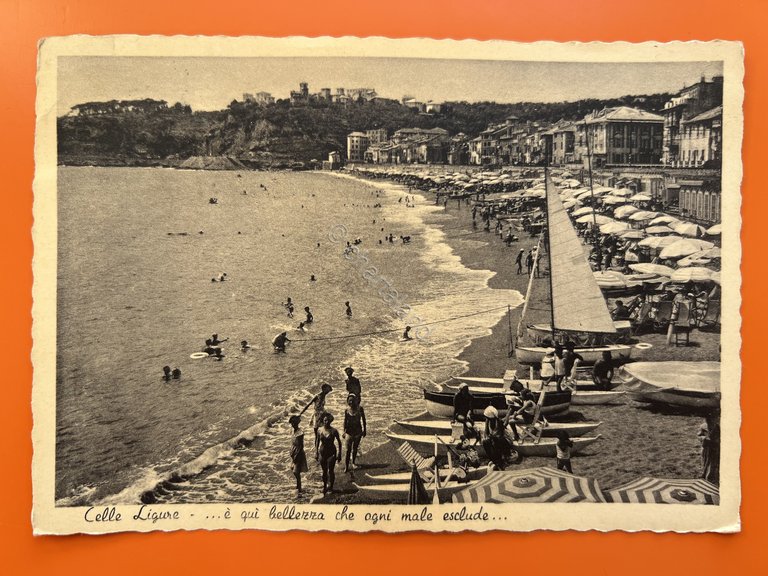 Cartolina - Celle Ligure ( Savona ) - Spiaggia - …
