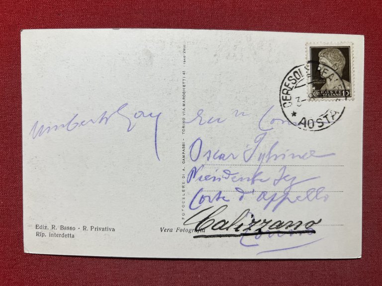 Cartolina - Ceresole Reale - Regione Parrocchia e Sfondo M. …