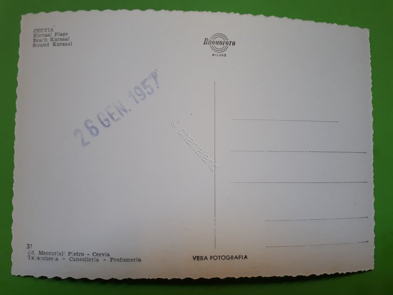 Cartolina - Cervia - Kursaal - Spiaggia - 1957