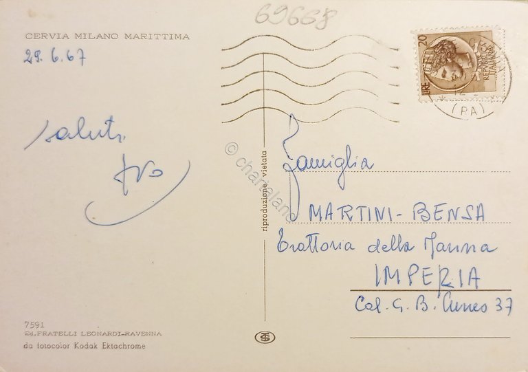 Cartolina - Cervia - Milano Marittima - 1967