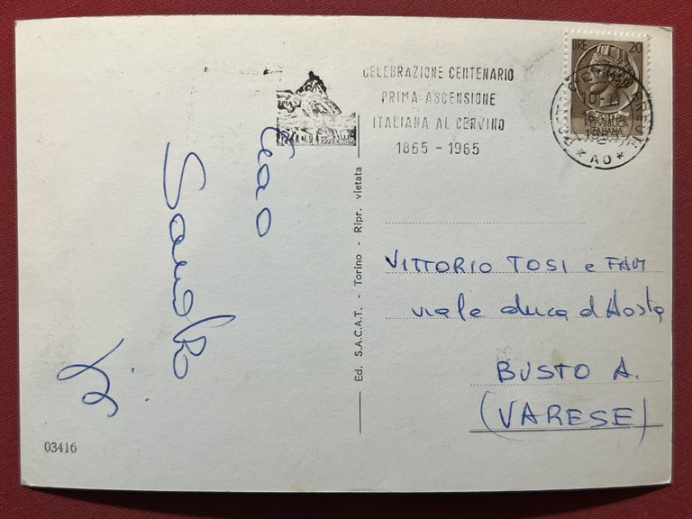 Cartolina - Cervinia - Chiesetta degli Alpini e Monte Cervino …