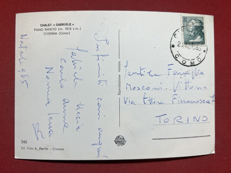Cartolina - Chalet Gabriele - Piano Rancio - Civenna ( …