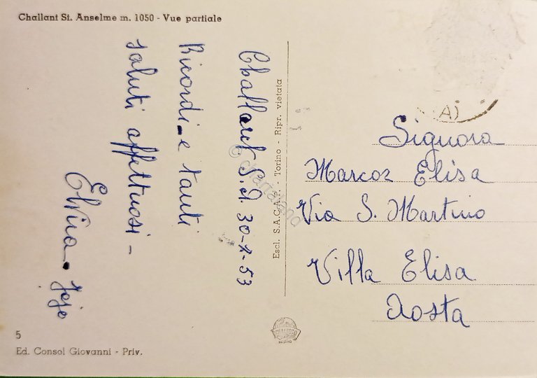 Cartolina - Challant - S. Anselme - Scorcio Panoramico - …