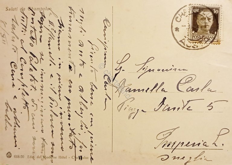 Cartolina - Champoluc - Moderne Hotel - 1941