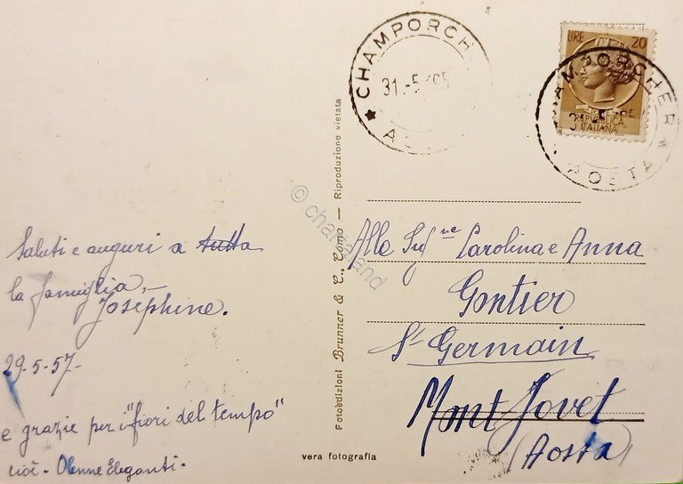 Cartolina - Champorcher - Valle d'Aosta - 1957