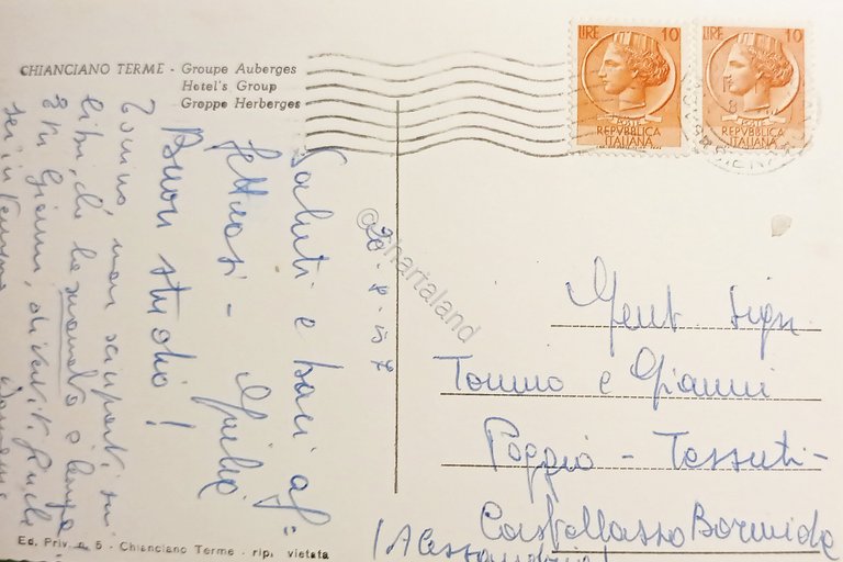 Cartolina - Chianciano Terme - Gruppo Alberghi - 1957