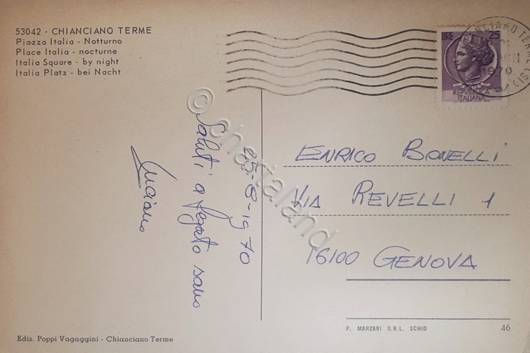 Cartolina - Chianciano Terme - Piazza Italia - Notturno - …