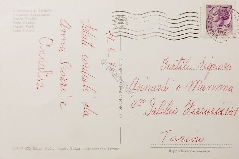 Cartolina - Chianciano Terme - Sorgente Acquasanta - 1973