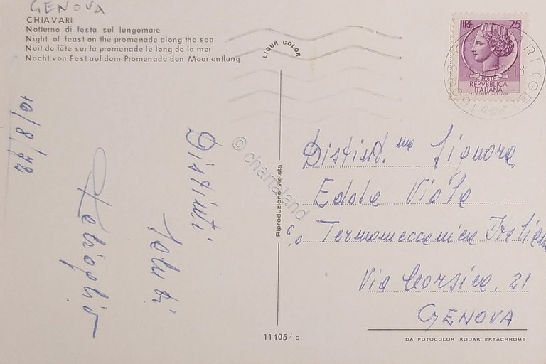 Cartolina - Chiavari - Notturno di festa sul lungomare - …