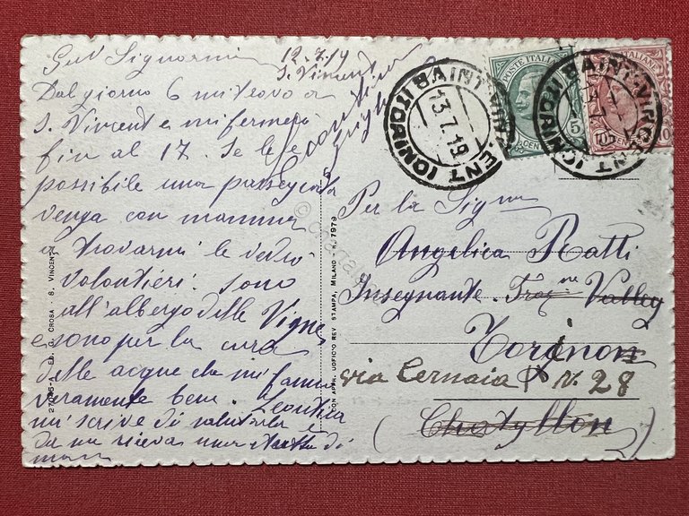 Cartolina - Chiesa Parrocchiale di S. Vincent ( Valle d'Aosta …