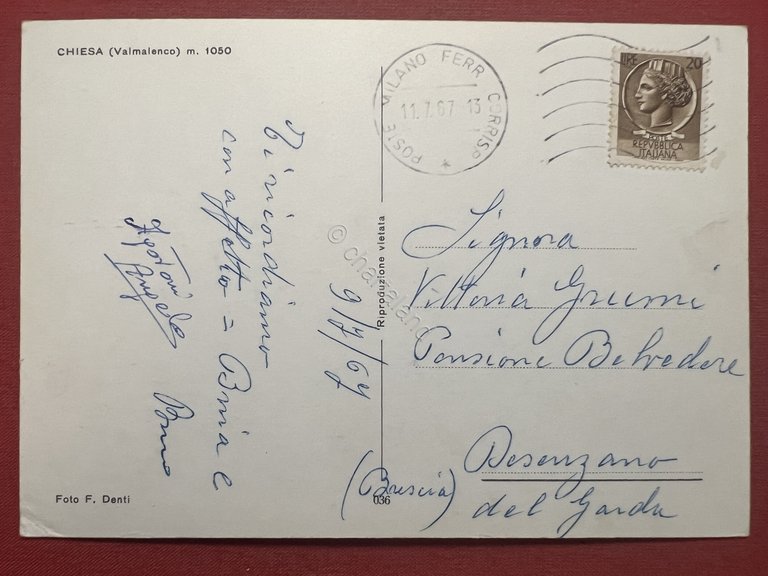 Cartolina - Chiesa ( Valmalenco ) - Panorama - 1967