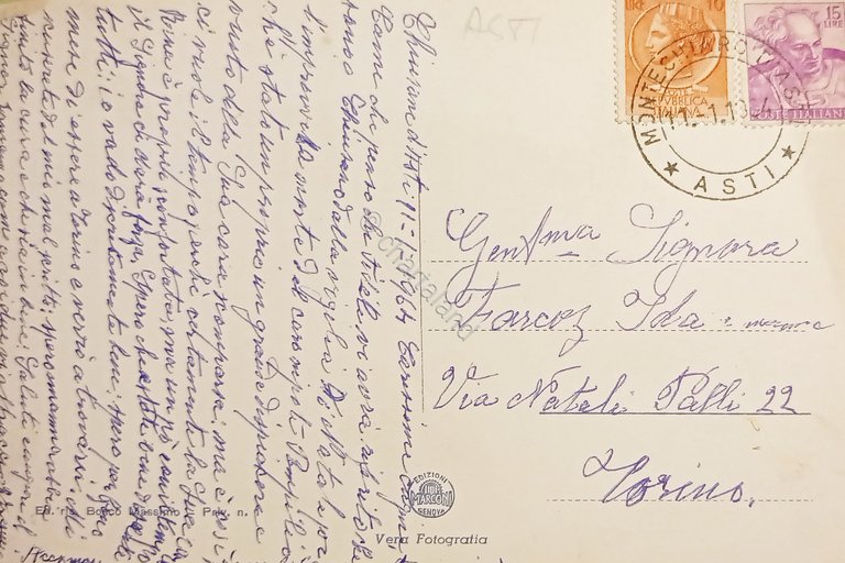 Cartolina - Chiusano d'Asti - Panorama e fornace - 1964