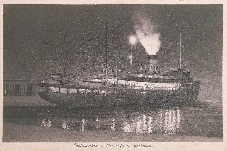 Cartolina - Civitavecchia - Piroscafo in partenza - 1941