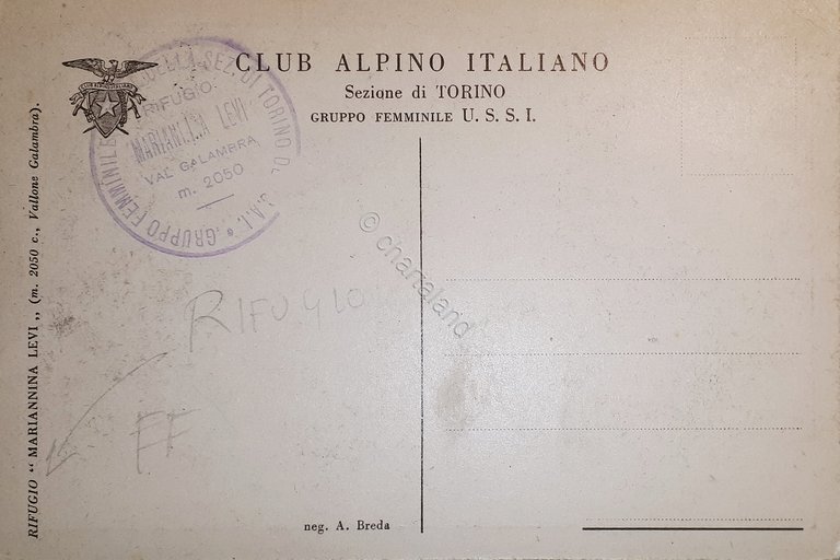 Cartolina - Club Alpino Italiano - Rifugio Mariannina Levi - …
