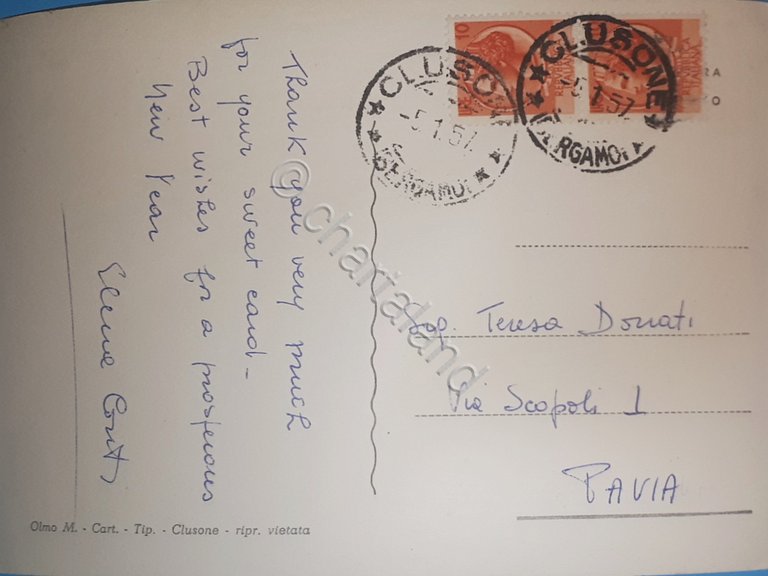 Cartolina - Clusone - Panorama, Stazione Climatica - 1956