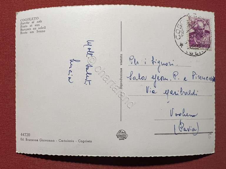 Cartolina - Cogoleto - Barche al Sole - 1953