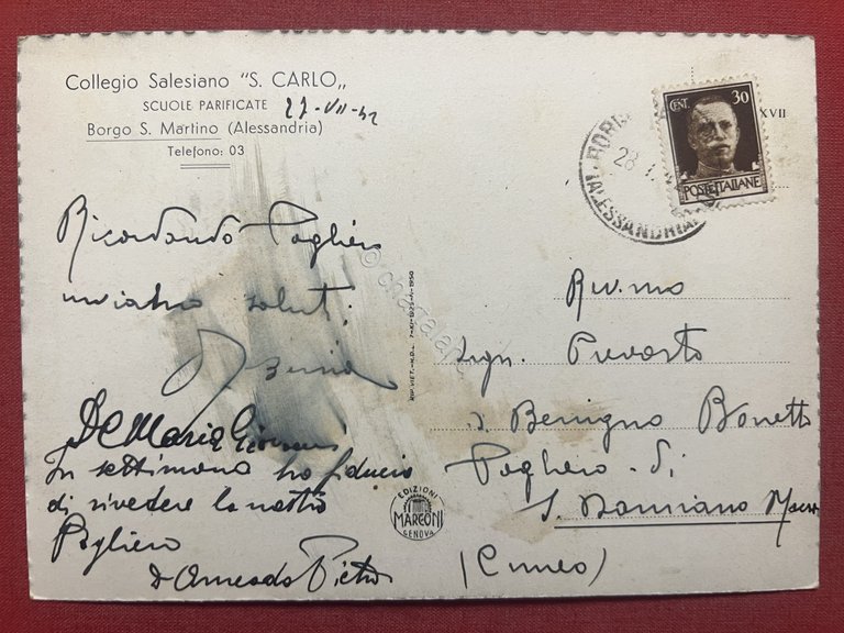 Cartolina - Collegio Salesiano S. Carlo - Borgo S. Martino …
