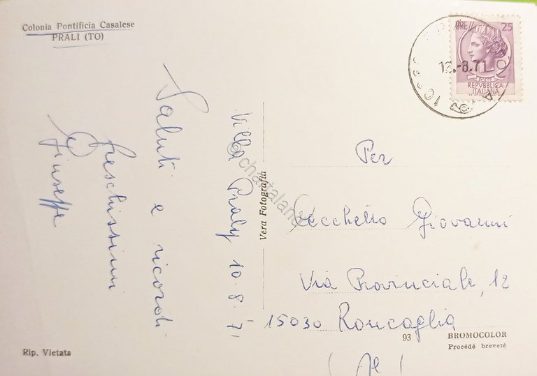 Cartolina - Colonia Pontificia Casalese - Prali ( Torino ) …