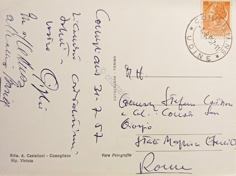 Cartolina - Comeglians ( Carnia ) - 1957