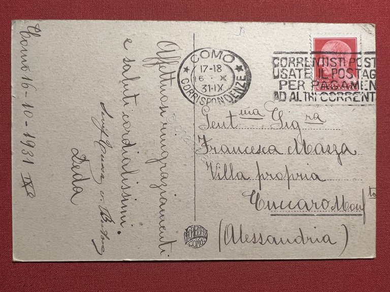 Cartolina - Como - Panorama - 1931