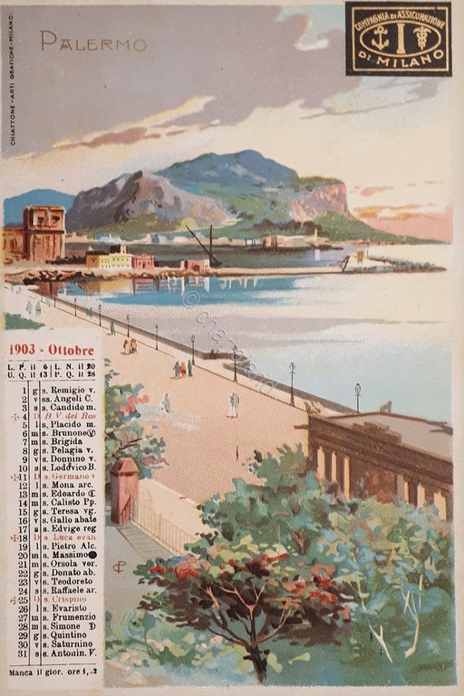 Cartolina - Compagnia di Assicurazione di Milano - Palermo - …