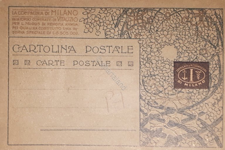 Cartolina - Compagnia di Assicurazione di Milano - Palermo - …