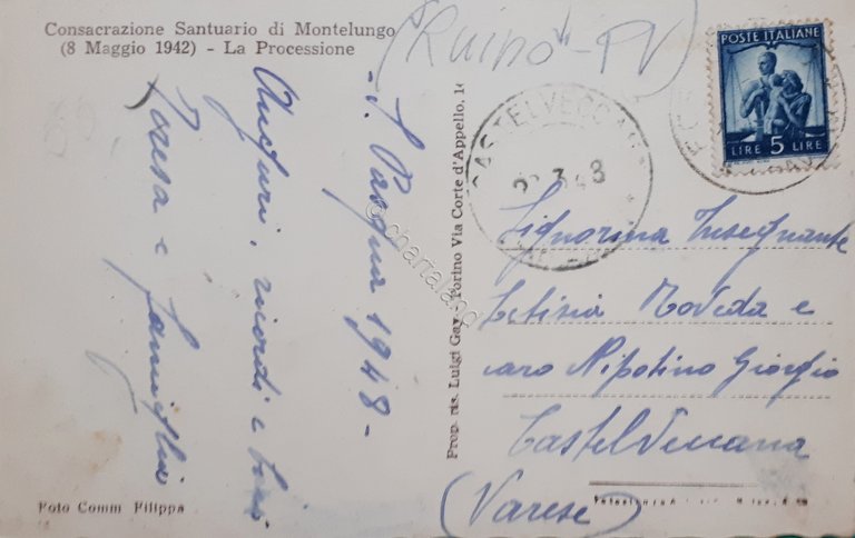 Cartolina - Consacrazione Santuario di Montelungo - La Processione 8 …