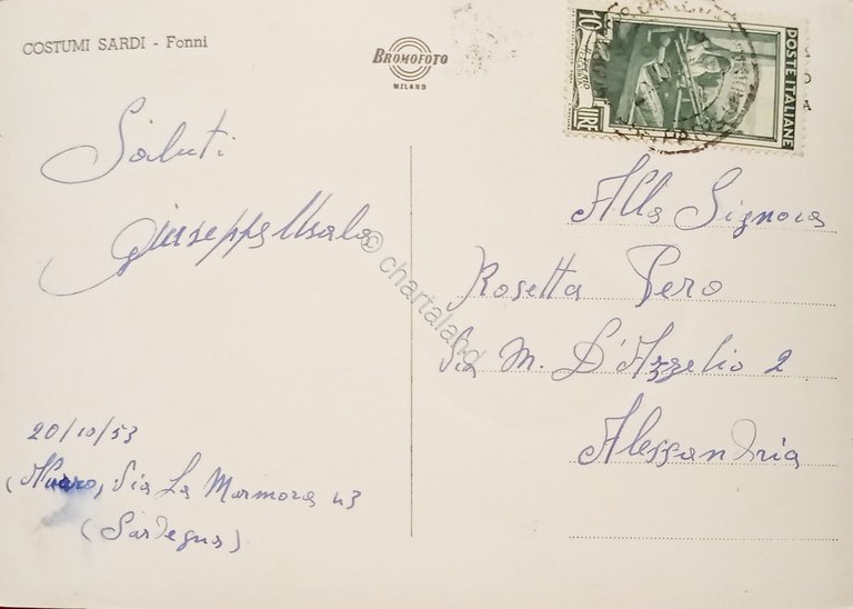 Cartolina - Costumi Sardi - Fonni - 1953