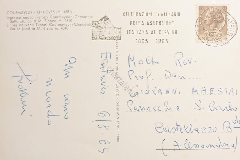 Cartolina - Courmayeur - Entreves - Ingresso nuovo Traforo Courmayeur …