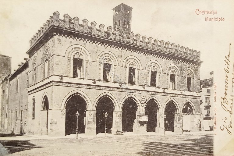 Cartolina - Cremona - Municipio - 1904