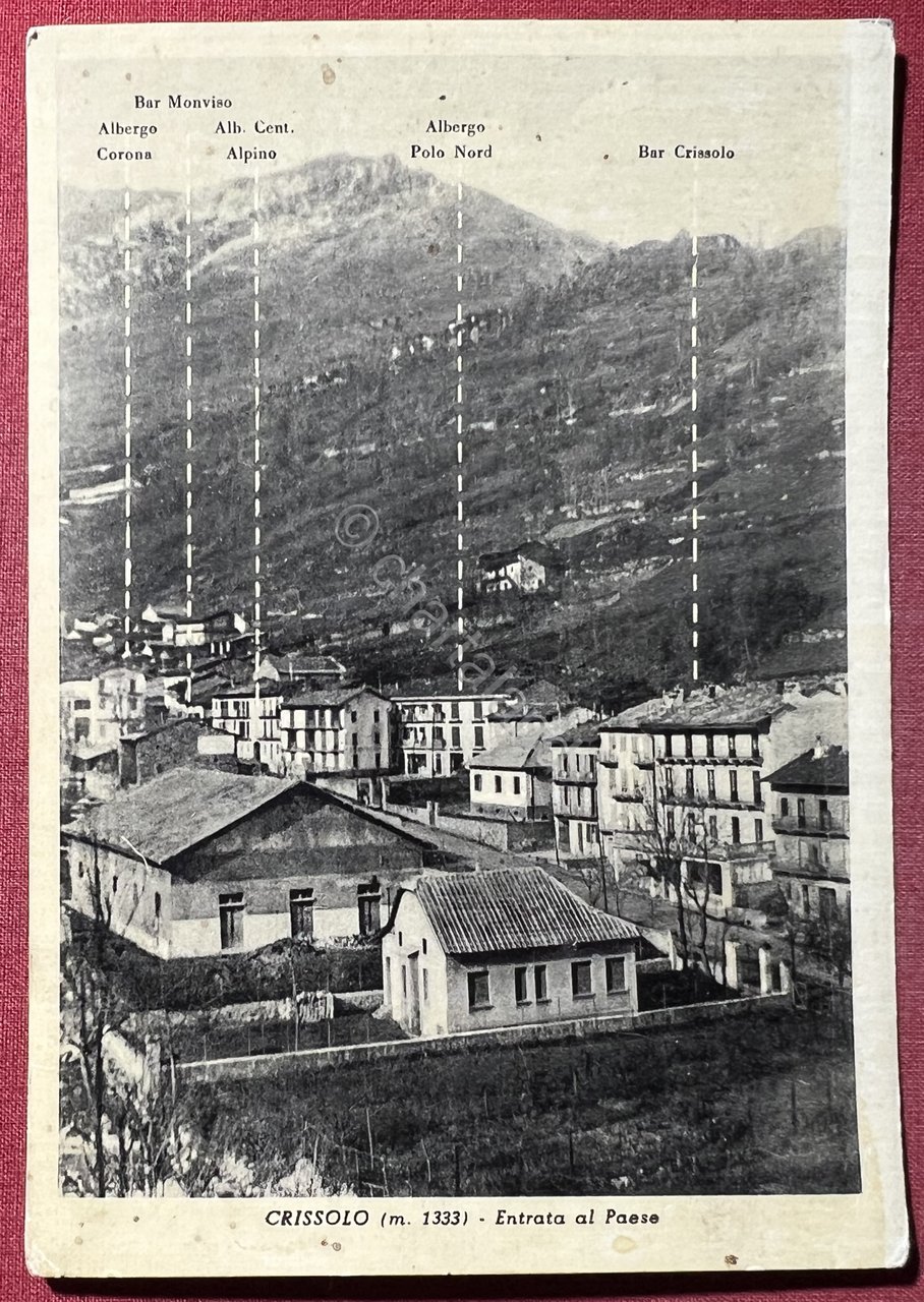 Cartolina - Crissolo - Entrata al Paese - 1954 | Immagine principale