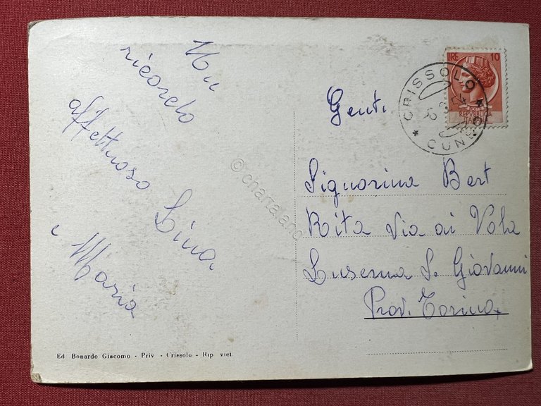 Cartolina - Crissolo - Entrata al Paese - 1954 | Immagine Gallery 2