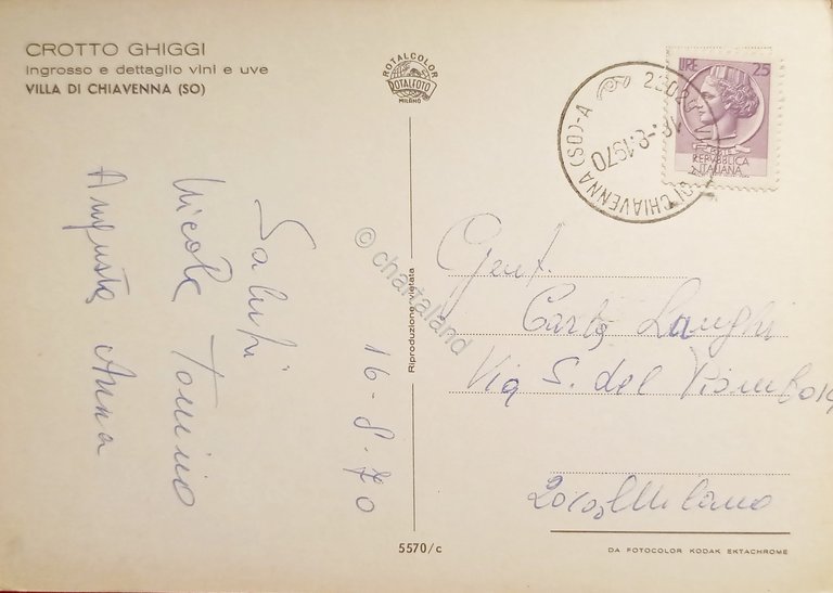 Cartolina - Crotto Ghiggi - Villa di Chiavenna (Sondrio) - …