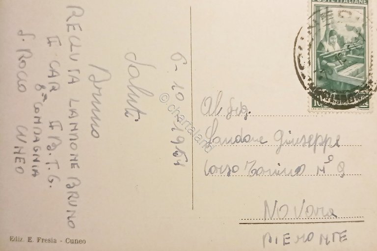 Cartolina - Cuneo - Piazza Duccio Galimberti - 1951