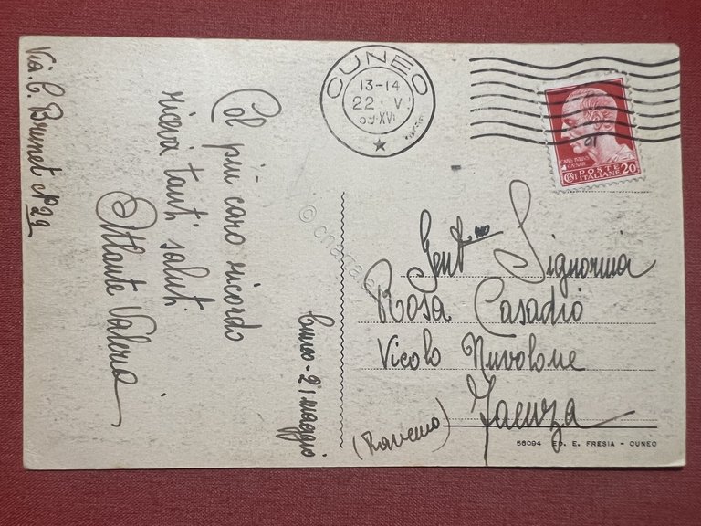 Cartolina - Cuneo - Piazza Vittorio Emanuele II - 1959